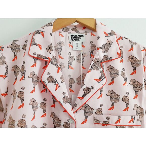 BOUFFANTS & BROKEN HEARTS 2pc Sassier Poodles Pajama Pink Shorts Set Small NWT - Picture 3 of 14